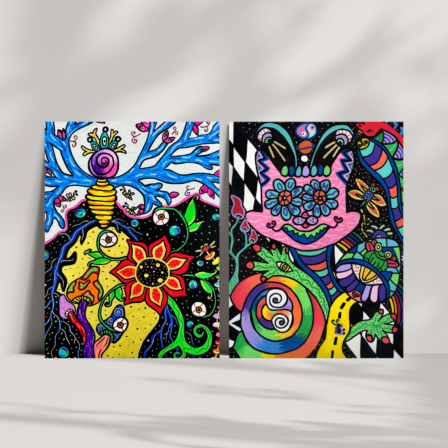 Mother Fine Art Print - Tree, Beehive, Flowers, and Mushroom - Doobie Duo