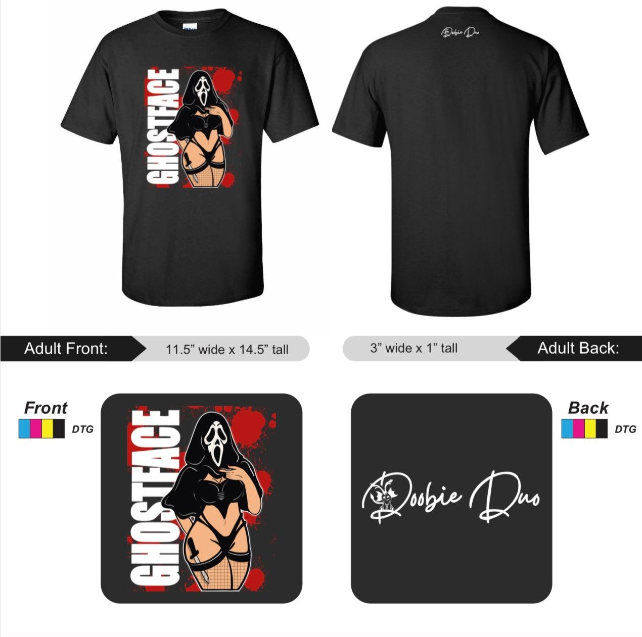 GhostFace Limited Edition Cotton Black T-Shirts with Original Art DTG Prints - Doobie Duo