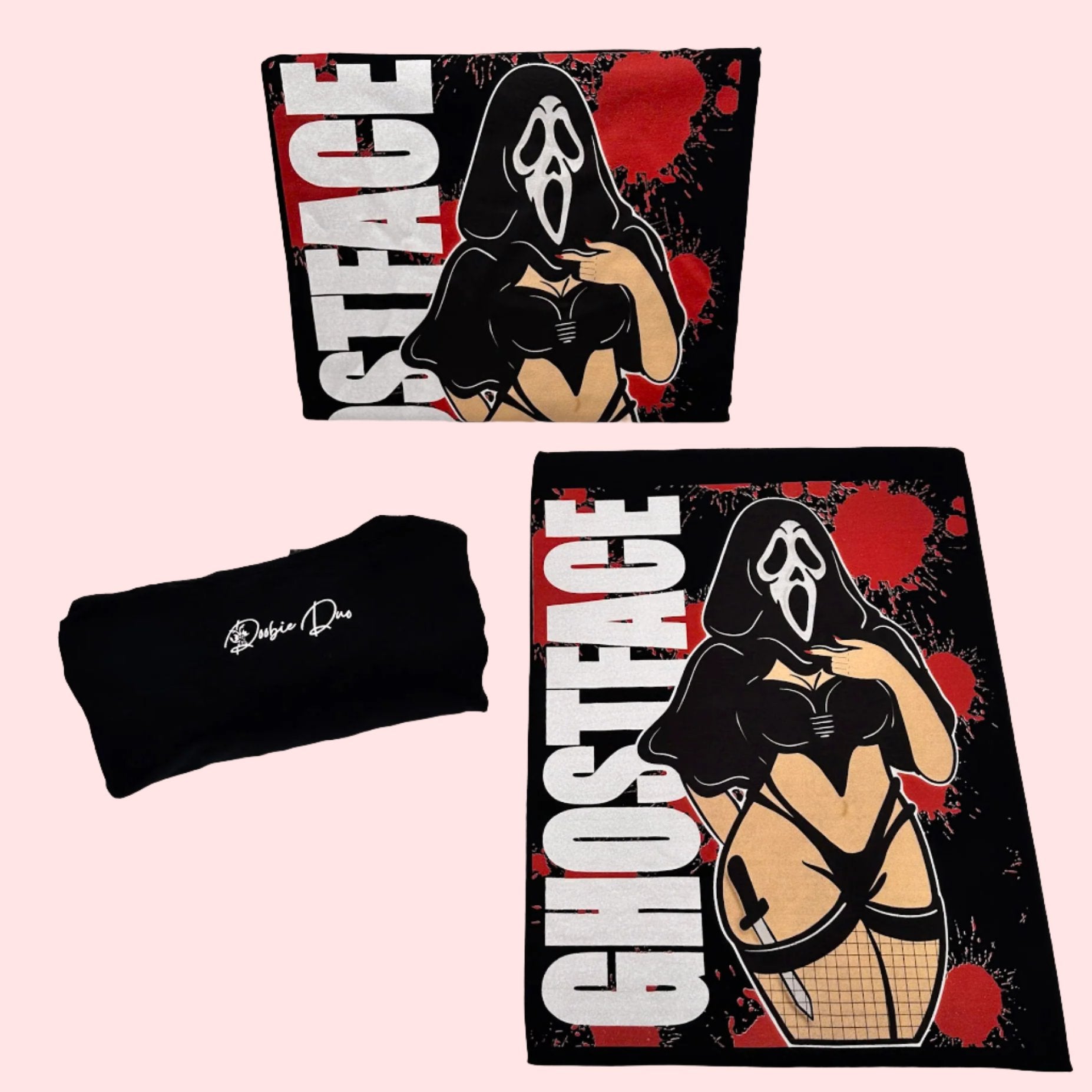 GhostFace Limited Edition Cotton Black T-Shirts with Original Art DTG Prints - Doobie Duo