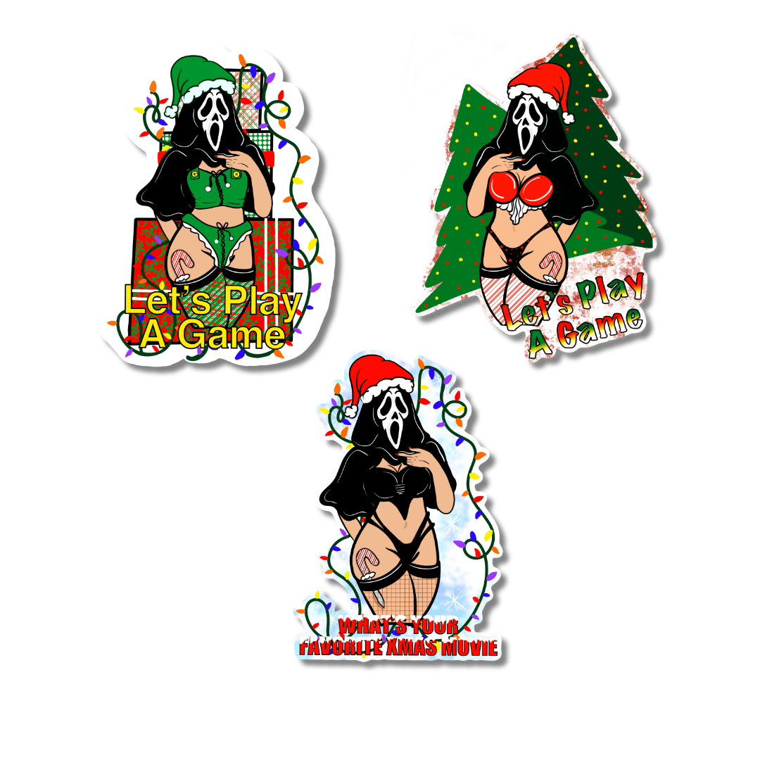 Xmas Ghostface Sticker – Holiday Horror Collection - Doobie Duo