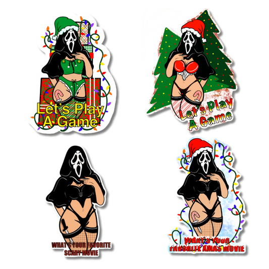 Xmas Ghostface Sticker – Holiday Horror Collection - Doobie Duo