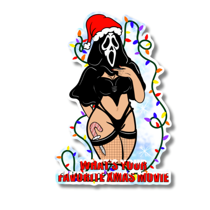 Xmas Ghostface Sticker – Holiday Horror Collection - Doobie Duo