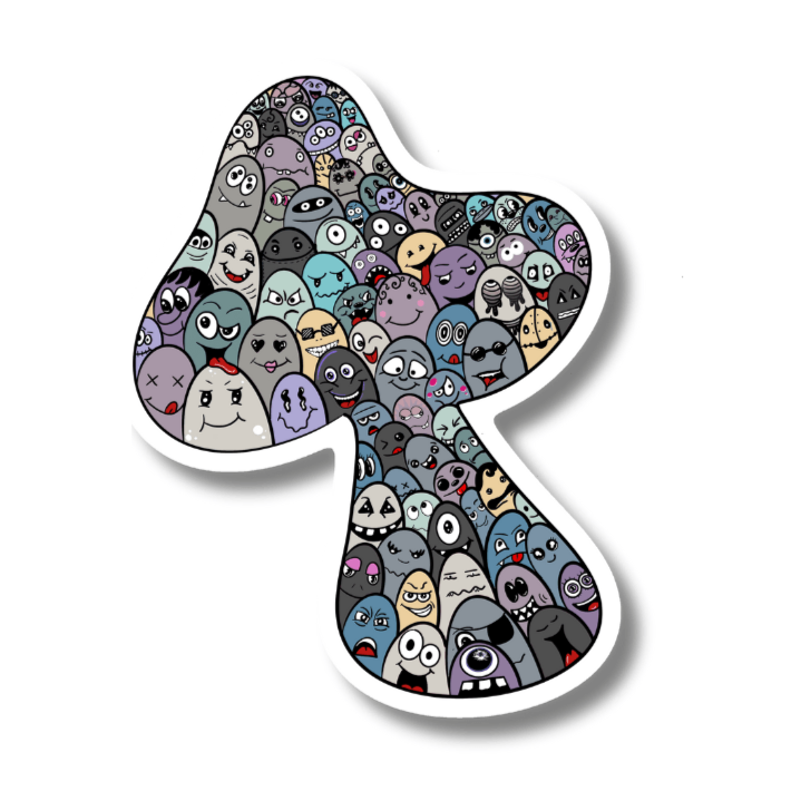 Many Face Mushroom Sticker – Enchanted Forest Collection - Doobie Duo