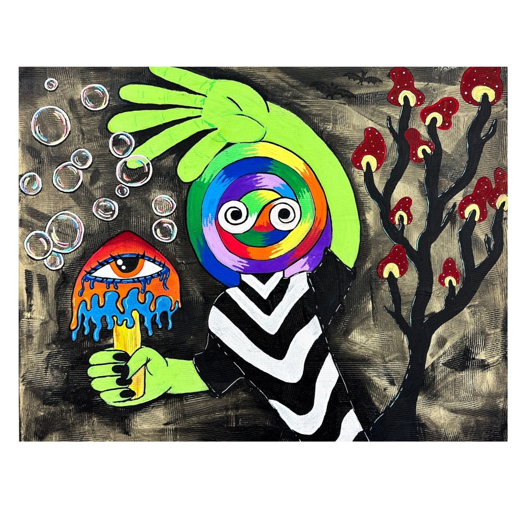 Hello Fine Art Print - Colorful Lollipop Man Waving - Doobie Duo