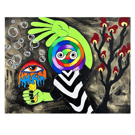 Hello Fine Art Print - Colorful Lollipop Man Waving - Doobie Duo