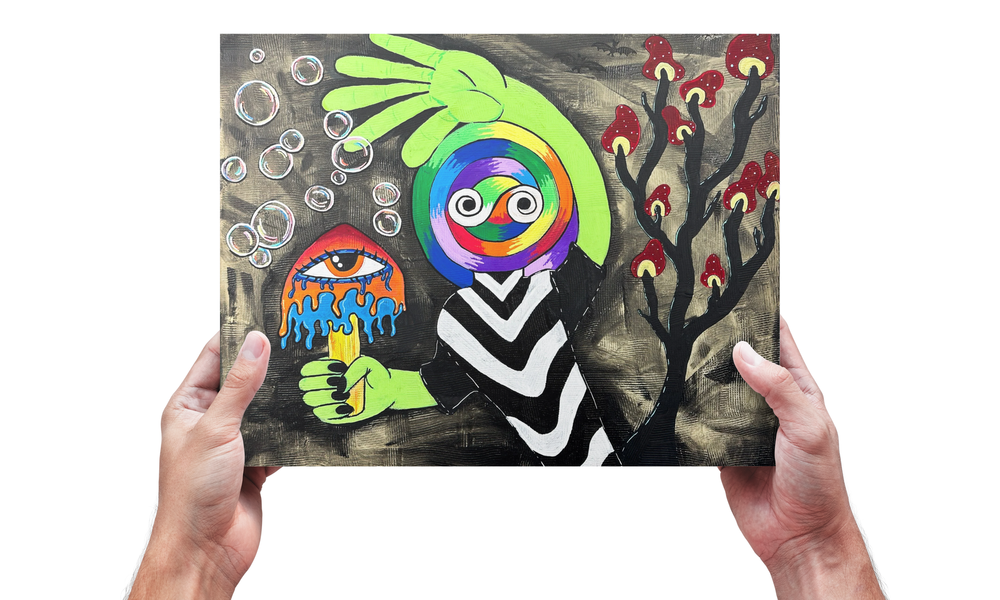 Hello Fine Art Print - Colorful Lollipop Man Waving - Doobie Duo
