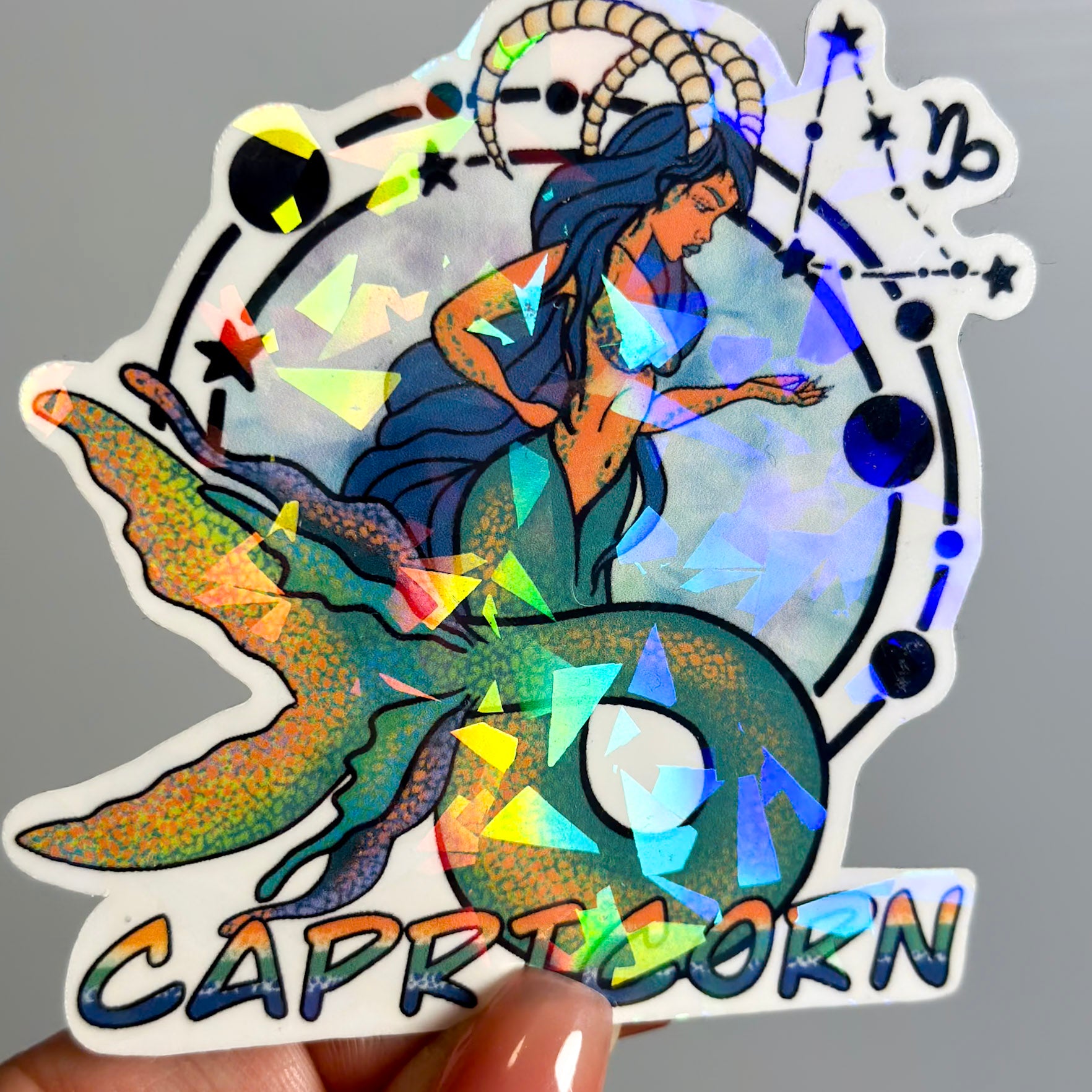 Capricorn Holographic Sticker – Uniquely Designs By Doobie Duo - Doobie Duo