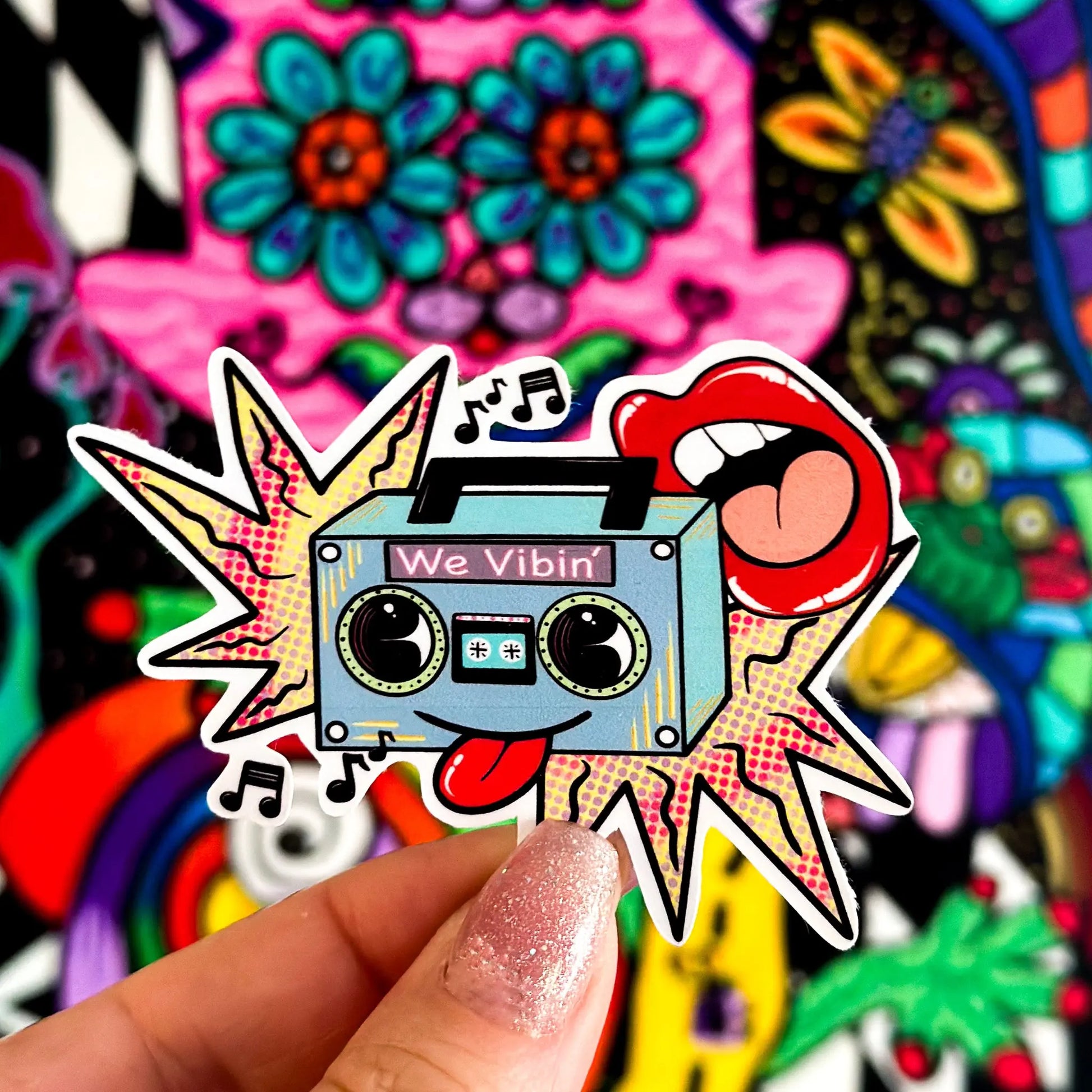 Retro Boom Box Sticker – Vintage Vibes Collection - Doobie Duo