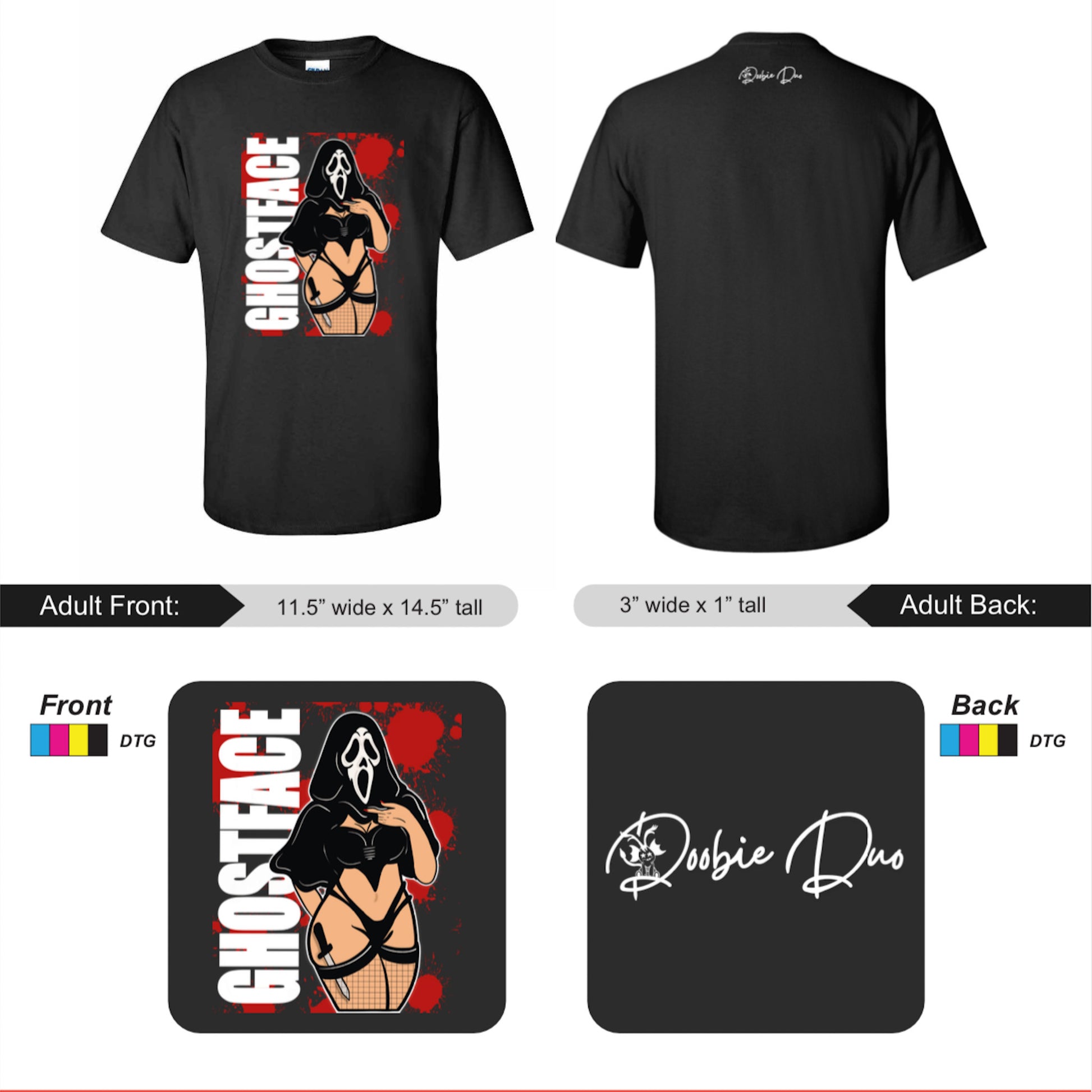 Ghostface Valentines Bundle T-shirt and Sticker Set - Doobie Duo