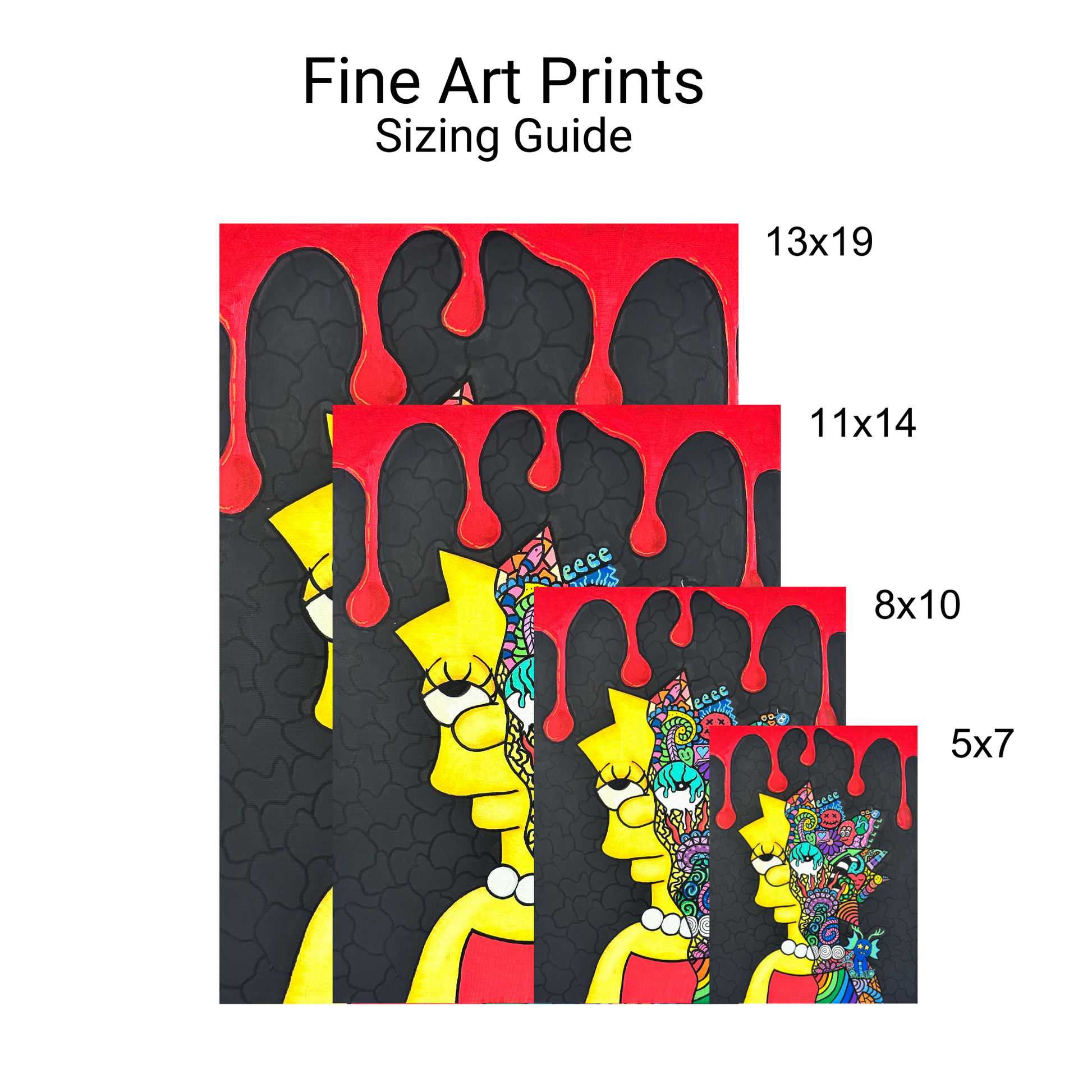 Lisa Fine Art Print, featuring half her face normal, the other half a vibrant collage of doodles by doobie duo