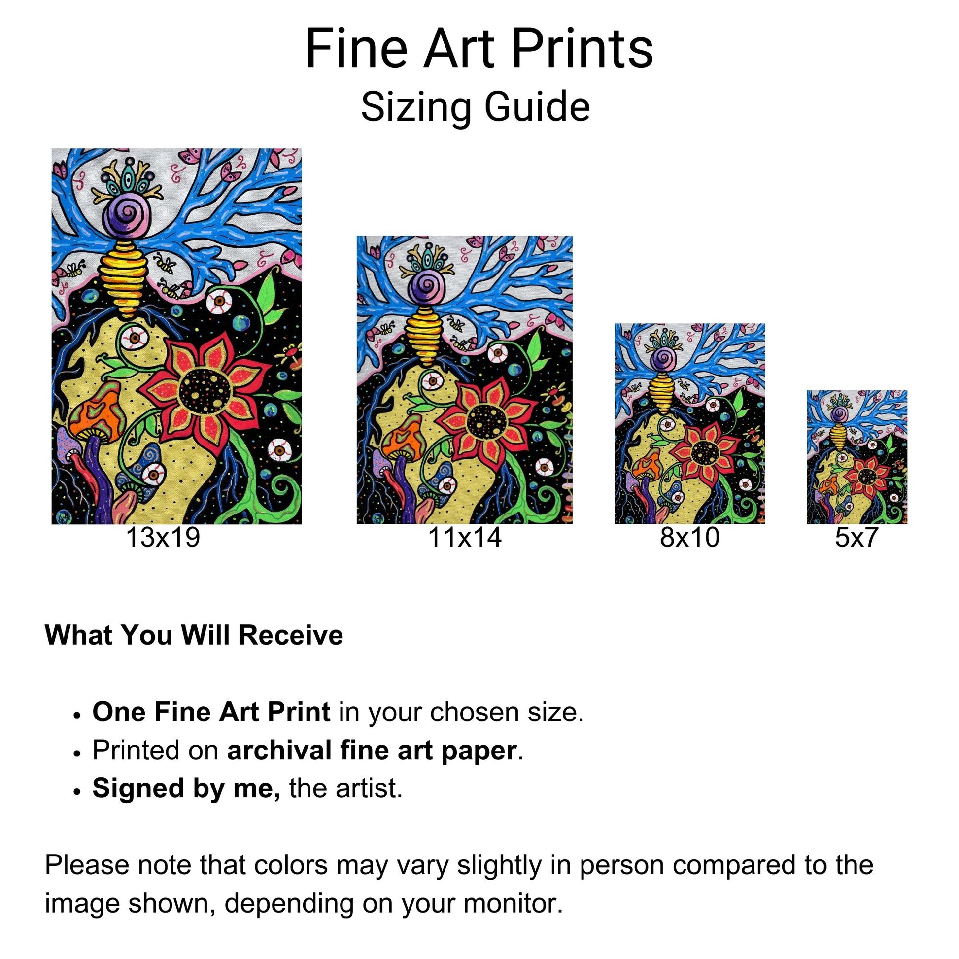 Mother Fine Art Print - Tree, Beehive, Flowers, and Mushroom - Doobie Duo