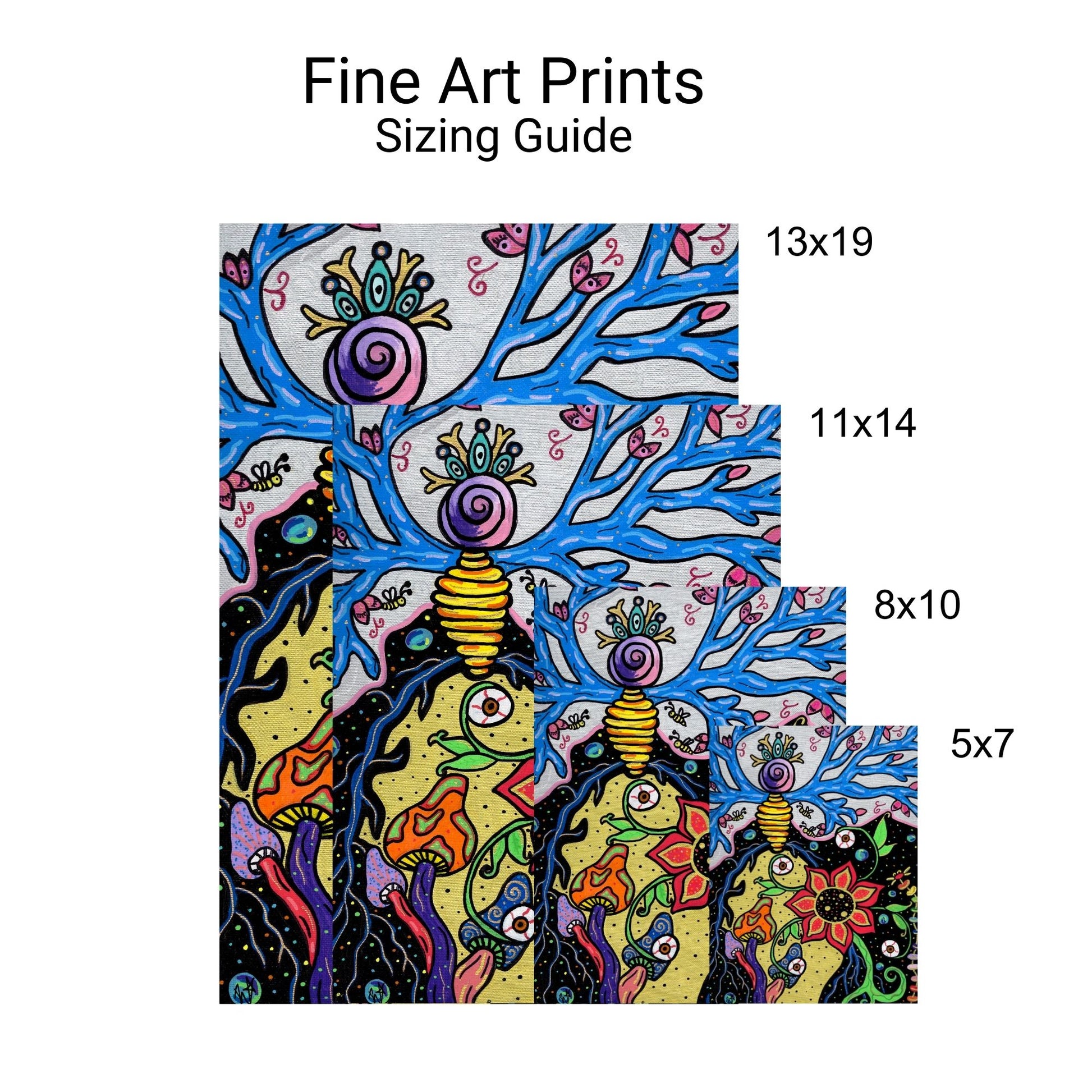 Mother Fine Art Print - Tree, Beehive, Flowers, and Mushroom - Doobie Duo