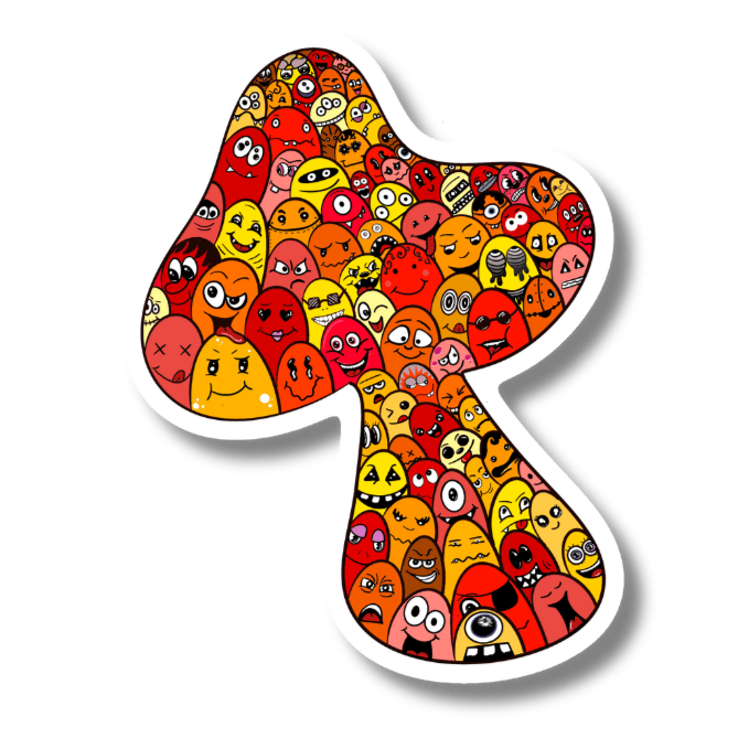 Many Face Mushroom Sticker – Enchanted Forest Collection - Doobie Duo