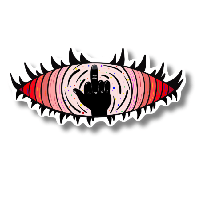 Red fu eye sticker