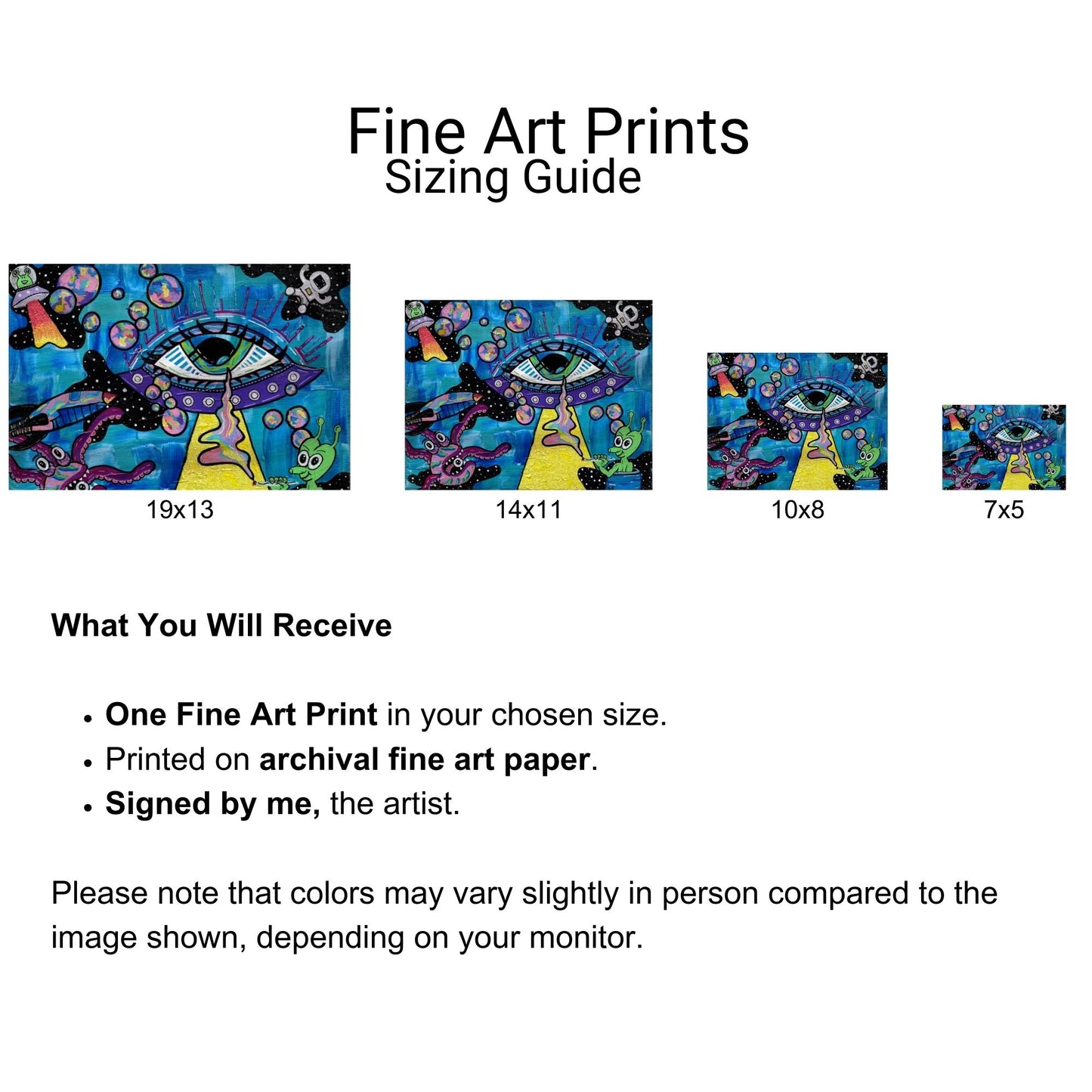 Space-Out Fine Art Print - Alien Eyeball Spaceship - Doobie Duo