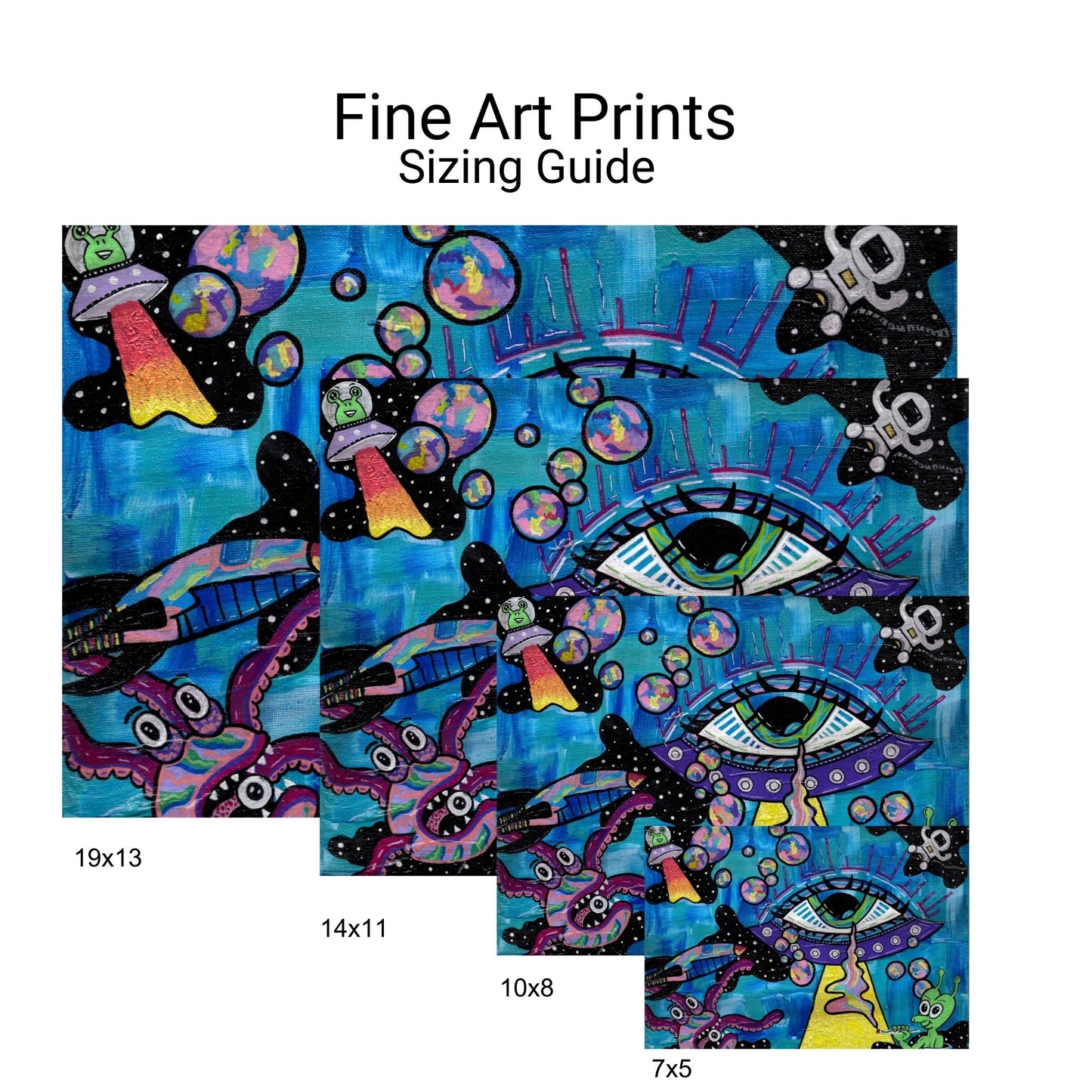 Space-Out Fine Art Print - Alien Eyeball Spaceship - Doobie Duo