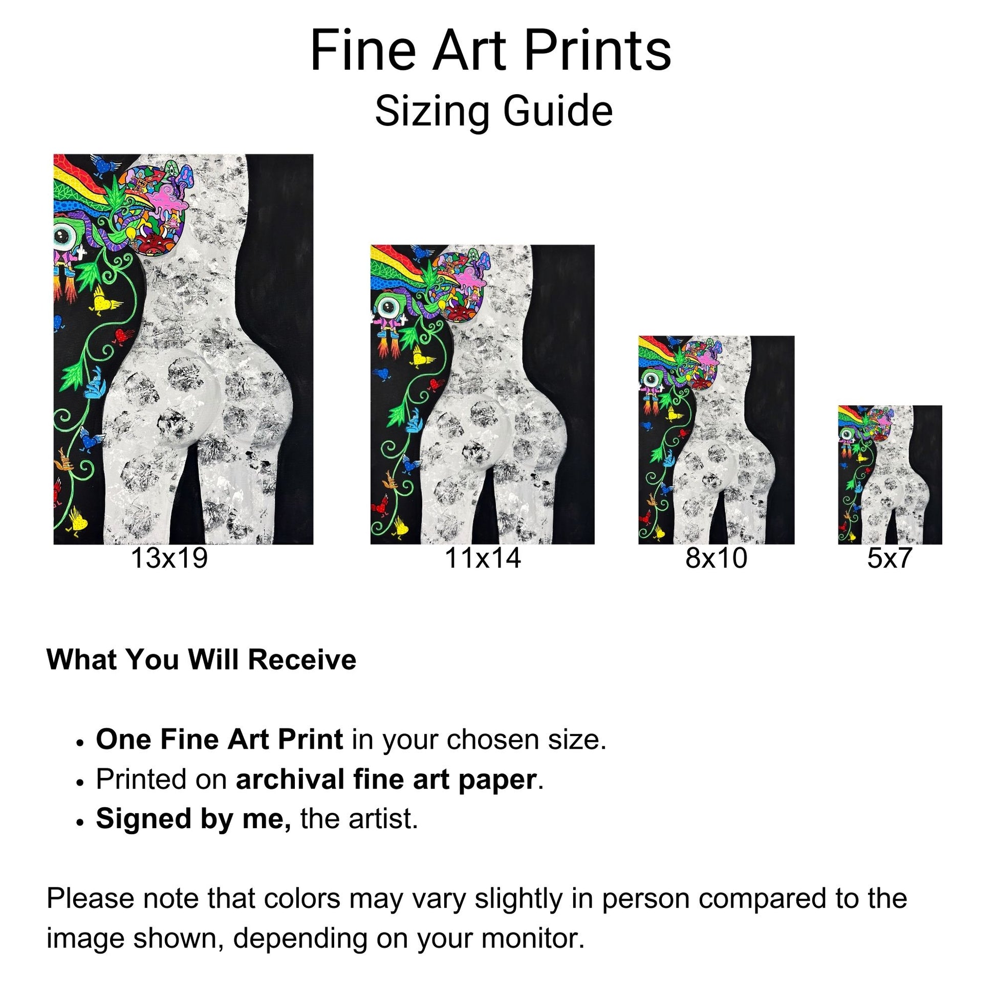 The Light Within Fine Art Print - Black and White Silhouette of a Woman with a Burst of Color and Doodles - Doobie Duo