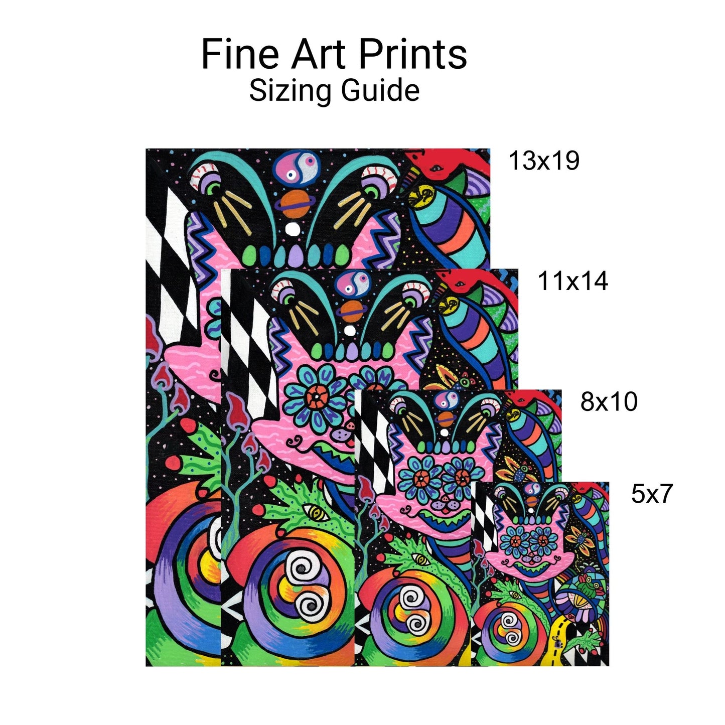 Your Mom Fine Art Print - Cat-like Jack-in-the-Box with Colorful Doodles - Doobie Duo