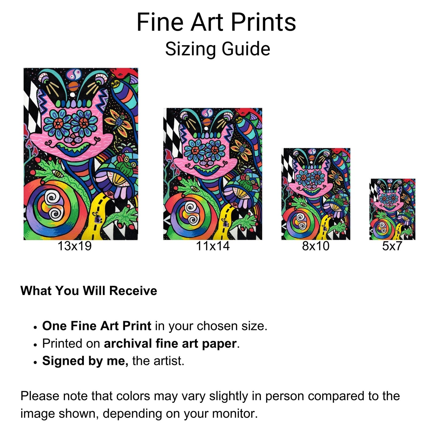 Your Mom Fine Art Print - Cat-like Jack-in-the-Box with Colorful Doodles - Doobie Duo