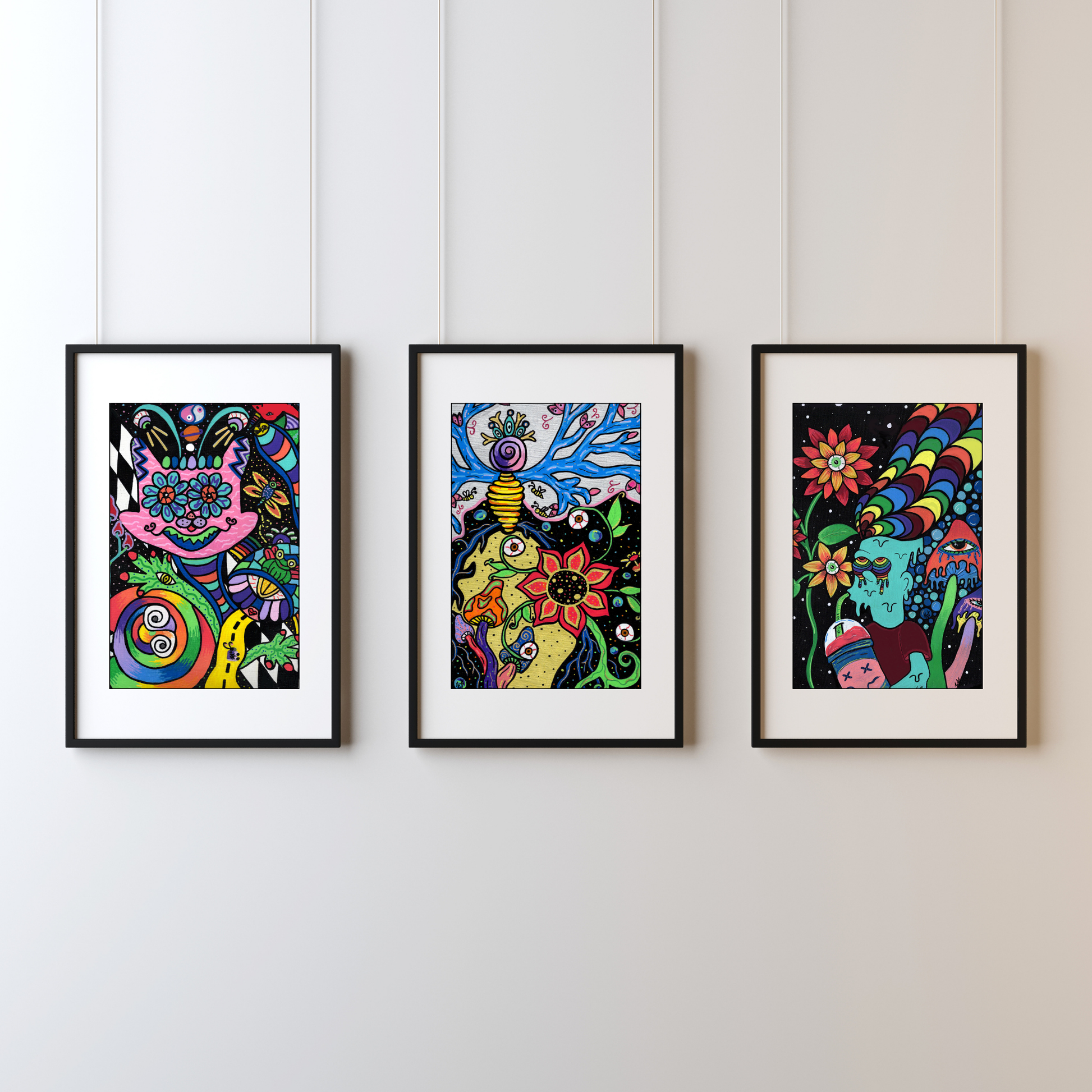 Your Mom Fine Art Print - Cat-like Jack-in-the-Box with Colorful Doodles - Doobie Duo
