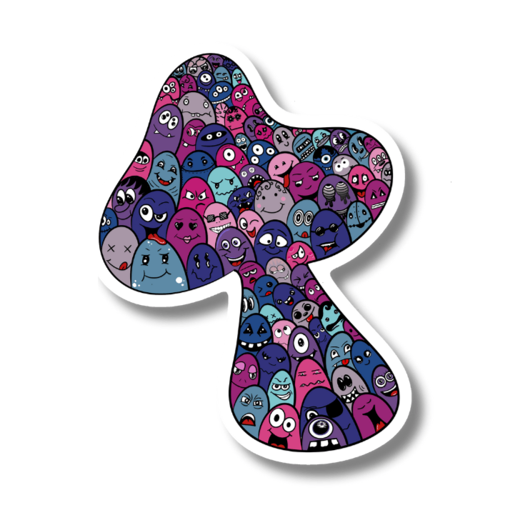 Many Face Mushroom Sticker – Enchanted Forest Collection - Doobie Duo