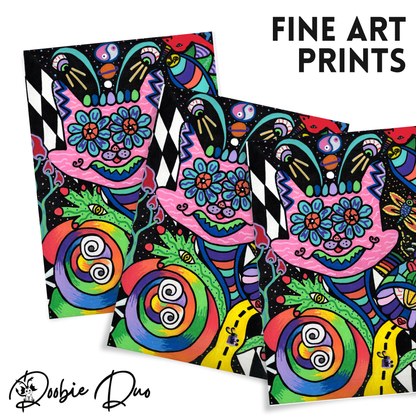 Your Mom Fine Art Print - Cat-like Jack-in-the-Box with Colorful Doodles - Doobie Duo