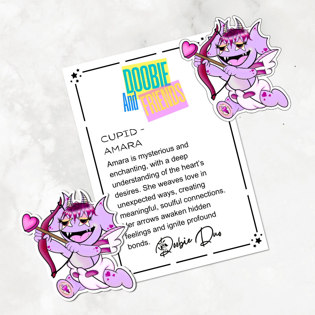 Cupid Doobie and Friends Sticker & Magnet Collectors Set - Doobie Duo