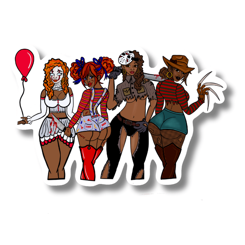 The Caked Up Killers 2.0 Sticker – Ultimate Spooky Chic Collection - Doobie Duo