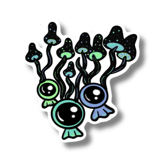 Floating Mushroom Sticker – Enchanted Fungi Collection - Doobie Duo