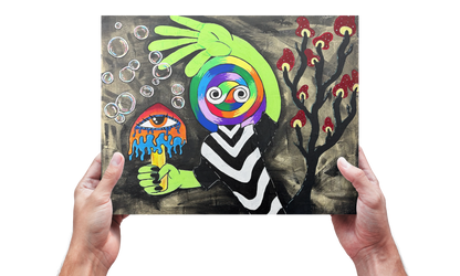 Hello Fine Art Print - Colorful Lollipop Man Waving - Doobie Duo