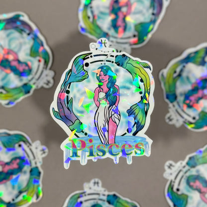 Pisces Holographic Sticker – Zodiac Glow Collection - Doobie Duo