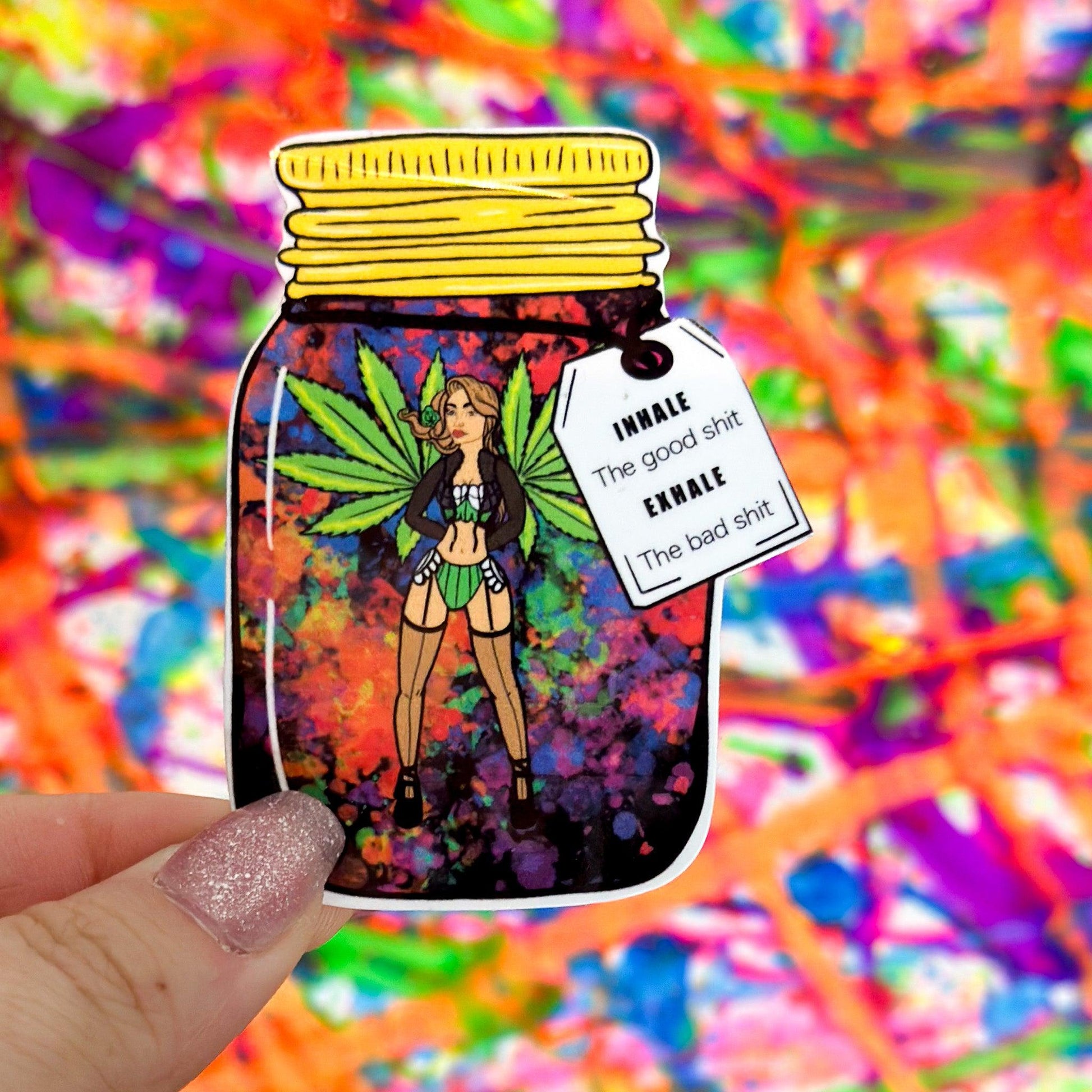 Inhale The Good Shit, Exhale The Bad Shit Sticker – Mindful Vibes Collection - Doobie Duo