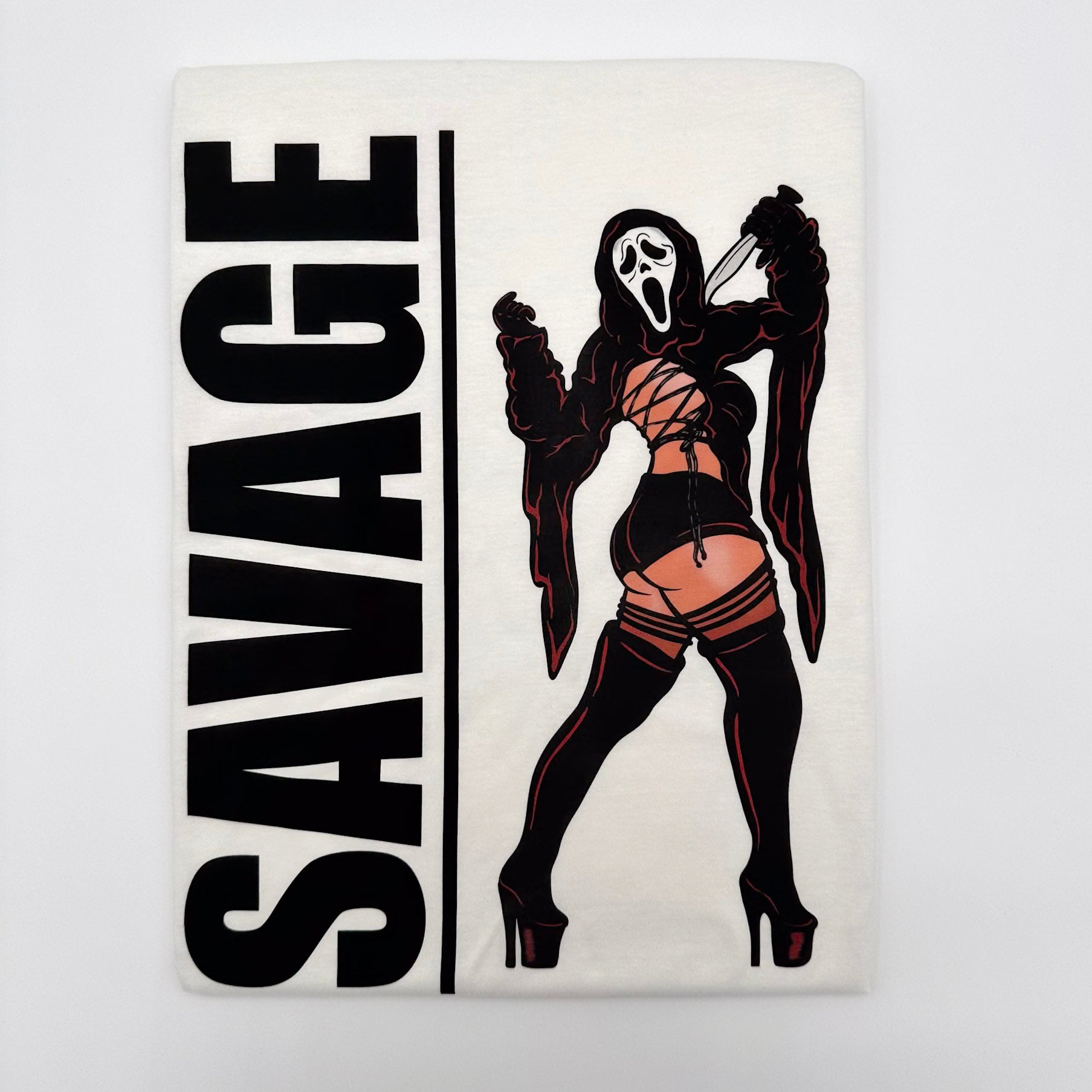 GhostFace Savage Limited Edition Cotton Black T-Shirts with Original Art DTG Prints - Doobie Duo