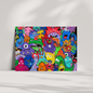 Monster Mania Fine Art Prints! This delightful piece features a colorful collage of quirky monsters, each showcasing its own unique personality