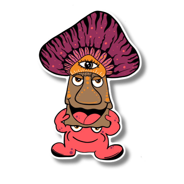 Mushroom Man Sticker – Whimsical Wonders Collection - Doobie Duo