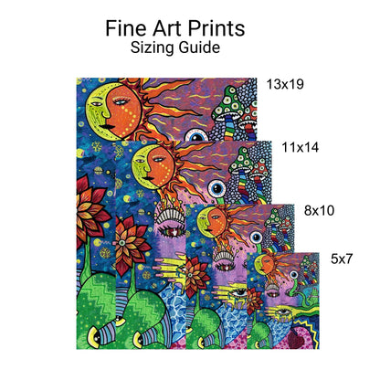 Namaste Fine Art Print - Colorful Trippy Doodle Face - Doobie Duo