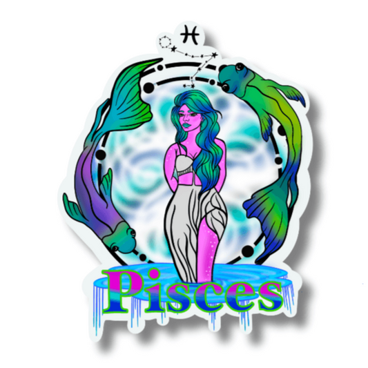 Pisces Holographic Sticker – Zodiac Glow Collection - Doobie Duo