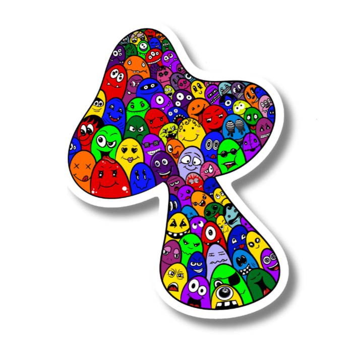 Many Face Mushroom Sticker – Enchanted Forest Collection - Doobie Duo