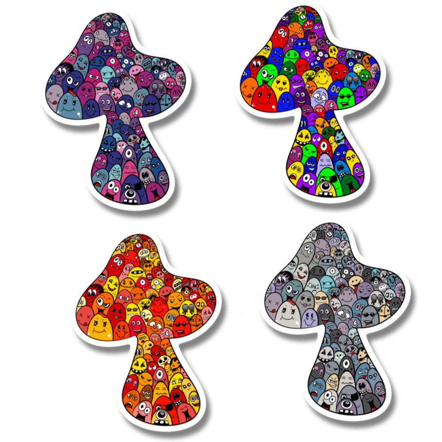 Many Face Mushroom Sticker – Enchanted Forest Collection - Doobie Duo