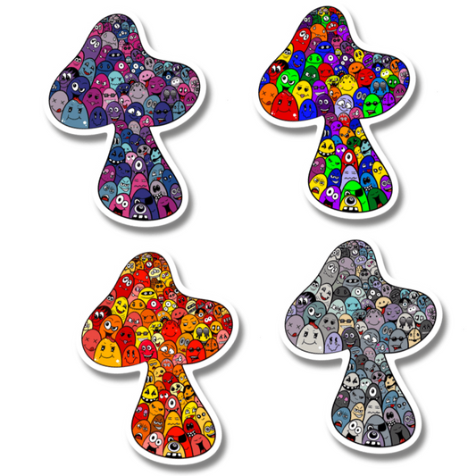 Many Face Mushroom Sticker – Enchanted Forest Collection - Doobie Duo