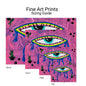 Sight Fine Art Print -Eye and Floating Aliens Pink Background - Doobie Duo