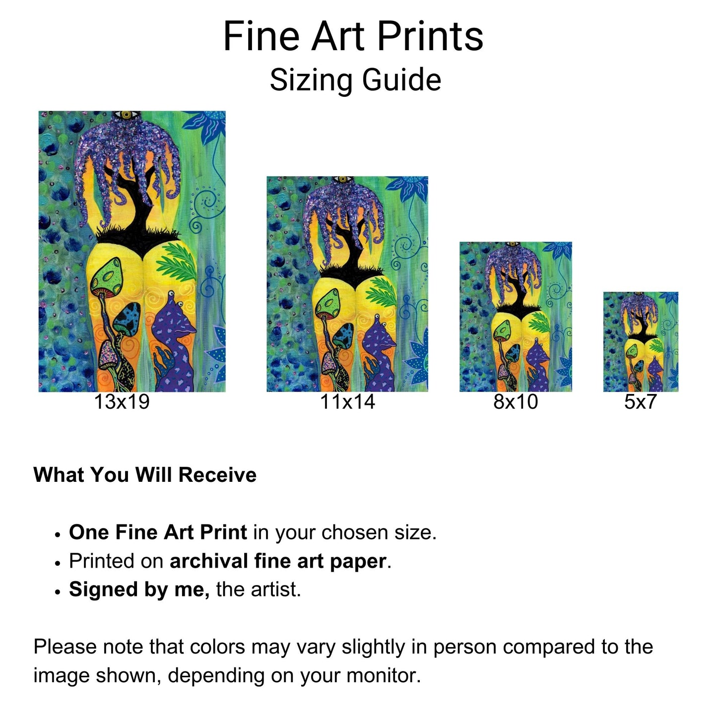 Under the Sea Fine Art Print - Silhouette of a Female's Back, Tree, Mushrooms, and an Alien on the Beachside - Doobie Duo